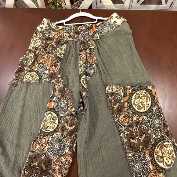 POL Olive Green Patchwork Wide Leg Pants - Picture 5 of 15